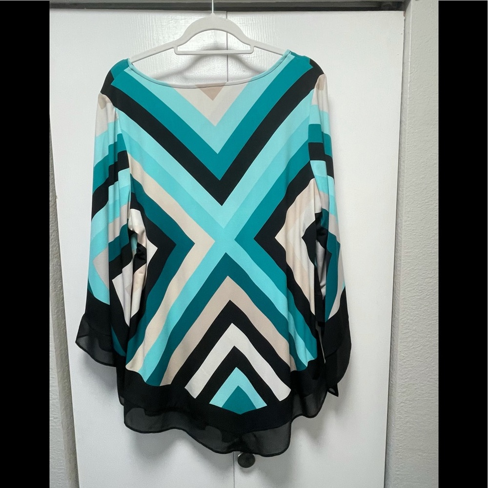 EUC Embellished Stripes Alfani Long Sleeved Blouse Women’s size 2X